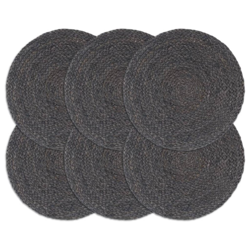 vidaXL Manteles individuales redondos 6 uds yute gris oscuro liso 38cm vidaXL Manteles individuales redondos 6 uds yute gris oscuro liso 38cm