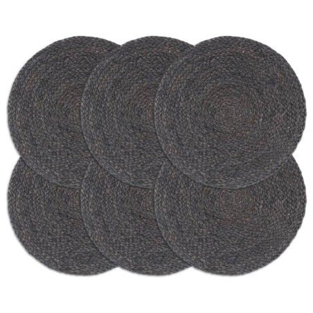 vidaXL Manteles individuales redondos 6 uds yute gris oscuro liso 38cm