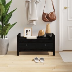 vidaXL Banco de recibidor madera maciza de pino negro 80x40x43 cm