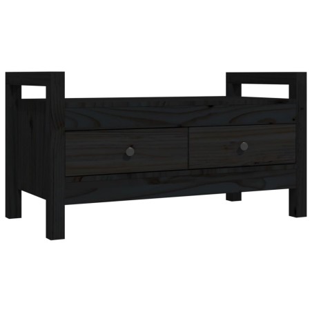 vidaXL Banco de recibidor madera maciza de pino negro 80x40x43 cm
