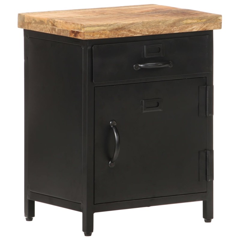vidaXL Mesita de noche de madera maciza de mango rugosa 40x30x52 cm vidaXL Mesita de noche de madera maciza de mango rugosa 40x30x52 cm
