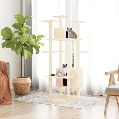 vidaXL Rascador para gatos con postes de sisal color crema 162 cm