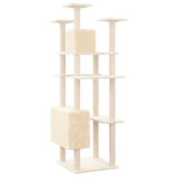 vidaXL Rascador para gatos con postes de sisal color crema 162 cm