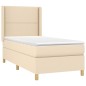 vidaXL Cama box spring colchón y luces LED tela color crema 90x190 cm vidaXL Cama box spring colchón y luces LED tela color crema 90x190 cm