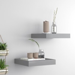 vidaXL Estantes flotantes de pared 2 uds MDF gris 23x23,5x3,8 cm
