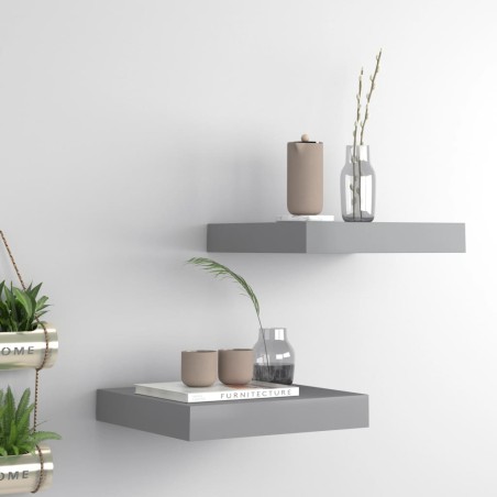 vidaXL Estantes flotantes de pared 2 uds MDF gris 23x23,5x3,8 cm