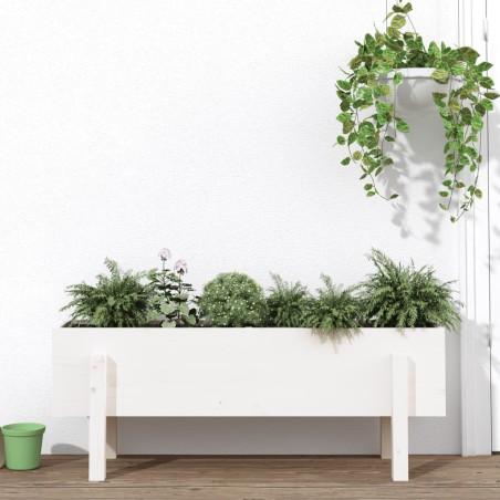vidaXL Arriate elevado de jardín madera maciza pino blanco 101x30x38cm