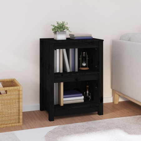 vidaXL Estantería madera maciza de pino negra 50x35x68 cm