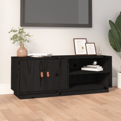 vidaXL Mueble de TV de madera maciza de pino negro 105x34x40 cm