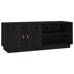 vidaXL Mueble de TV de madera maciza de pino negro 105x34x40 cm