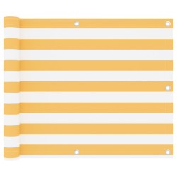 vidaXL Toldo para balcón tela oxford blanco y amarillo 75x600 cm