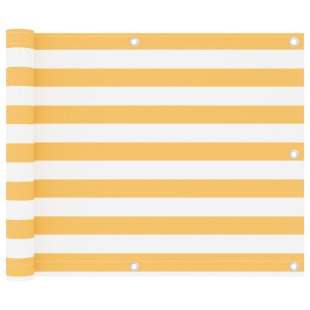 vidaXL Toldo para balcón tela oxford blanco y amarillo 75x600 cm
