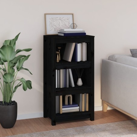 vidaXL Estantería madera maciza de pino negra 50x35x97 cm