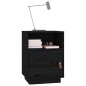 vidaXL Mesita de noche madera maciza de pino negro 40x34x55 cm vidaXL Mesita de noche madera maciza de pino negro 40x34x55 cm
