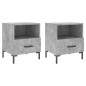vidaXL Mesita noche 2 uds madera ingeniería gris hormigón 40x35x47,5cm vidaXL Mesita noche 2 uds madera ingeniería gris hormigón 40x35x47,5cm