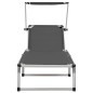 vidaXL Tumbonas plegables con techo 2 uds aluminio y textilene gris vidaXL Tumbonas plegables con techo 2 uds aluminio y textilene gris