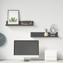 vidaXL Estantes de pared 2 uds madera maciza de pino gris 50x11x9 cm