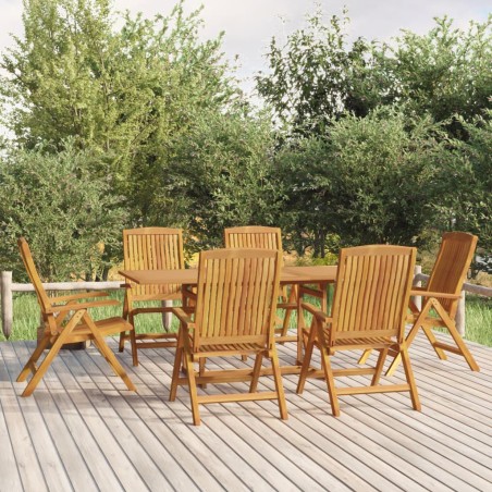 vidaXL Juego de comedor de jardín 7 piezas madera maciza de teca