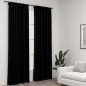 vidaXL Cortinas opacas con ganchos look de lino 2 pzas negro 140x245cm vidaXL Cortinas opacas con ganchos look de lino 2 pzas negro 140x245cm