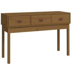 vidaXL Mesa consola de madera maciza de pino marrón miel 114x40x75 cm