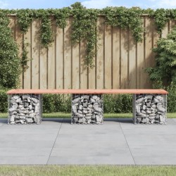 vidaXL Banco jardín diseño gaviones madera abeto Douglas 203x44x42 cm