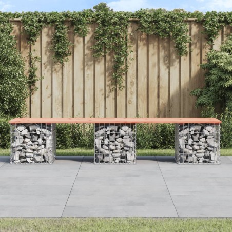 vidaXL Banco jardín diseño gaviones madera abeto Douglas 203x44x42 cm