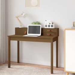 vidaXL Escritorio de madera maciza de pino marrón miel 110x50x93 cm