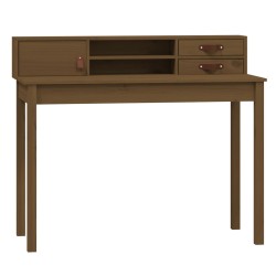vidaXL Escritorio de madera maciza de pino marrón miel 110x50x93 cm