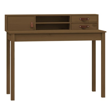 vidaXL Escritorio de madera maciza de pino marrón miel 110x50x93 cm
