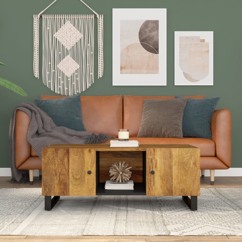 vidaXL Mesa de centro madera maciza mango y contrachapada 100x54x40 cm vidaXL Mesa de centro madera maciza mango y contrachapada 100x54x40 cm