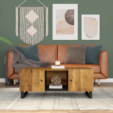 vidaXL Mesa de centro madera maciza mango y contrachapada 100x54x40 cm