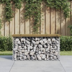 vidaXL Banco jardín diseño gavión madera pino impregnada 83x31,5x42 cm