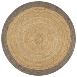 vidaXL Alfombra hecha a mano de yute con borde gris 90 cm