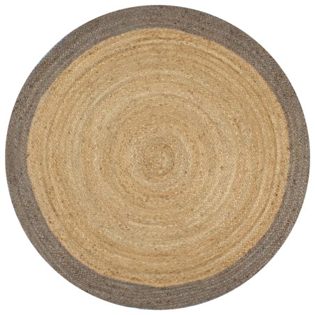 vidaXL Alfombra hecha a mano de yute con borde gris 90 cm