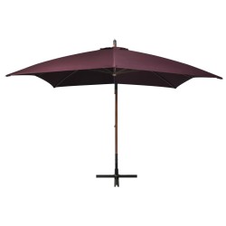 vidaXL Sombrilla colgante con palo madera de abeto rojo burdeos 3x3m