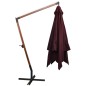 vidaXL Sombrilla colgante con palo madera de abeto rojo burdeos 3x3m vidaXL Sombrilla colgante con palo madera de abeto rojo burdeos 3x3m
