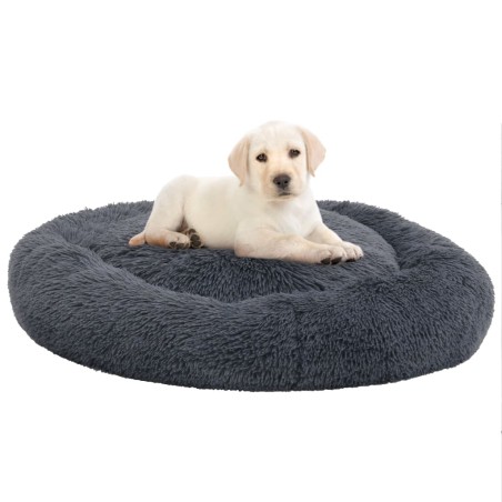 vidaXL Cojín lavable para perros y gatos felpa gris oscuro 90x90x16 cm