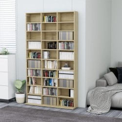 vidaXL Armario para CDs madera contrachapada Sonoma 102x16x177,5 cm