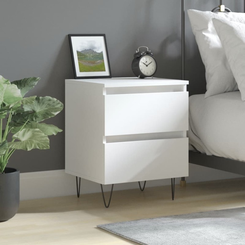 vidaXL Mesita de noche madera contrachapada blanco 40x35x50 cm vidaXL Mesita de noche madera contrachapada blanco 40x35x50 cm