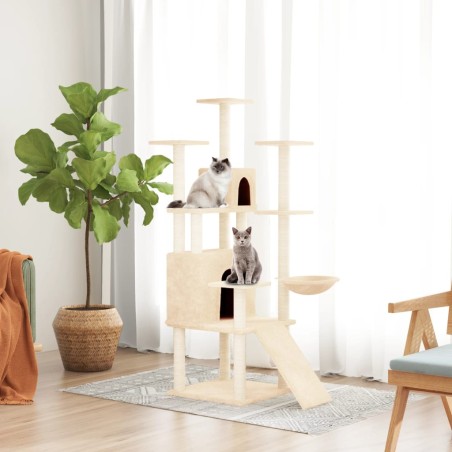 vidaXL Rascador para gatos con postes de sisal crema 154 cm