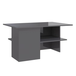 vidaXL Mesa de centro madera contrachapada gris brillante 90x60x46,5cm