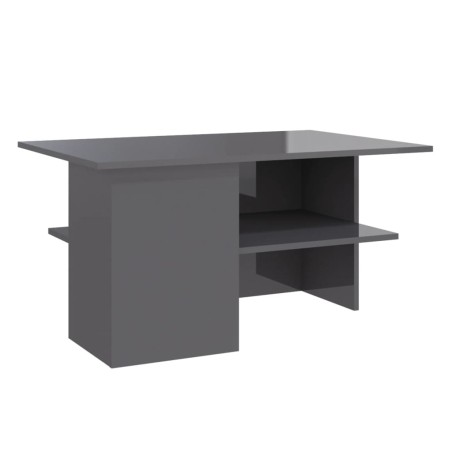 vidaXL Mesa de centro madera contrachapada gris brillante 90x60x46,5cm