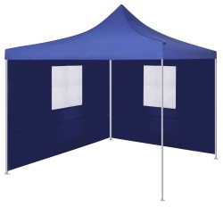 vidaXL Cenador plegable con 2 paredes azul 3x3 m