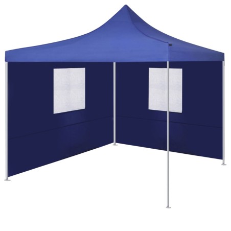 vidaXL Cenador plegable con 2 paredes azul 3x3 m
