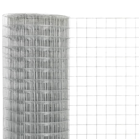 vidaXL Alambrada de gallinero acero galvanizado plateado 25x1,5m