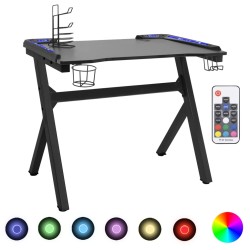 vidaXL Escritorio gaming con luz LED forma Y negro 110x60x75 cm