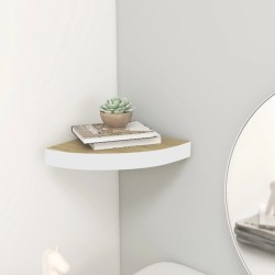 vidaXL Estante de esquina de pared MDF roble y marrón 25x25x3,8 cm