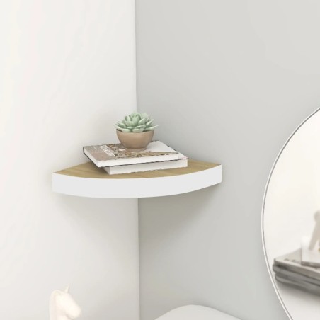 vidaXL Estante de esquina de pared MDF roble y marrón 25x25x3,8 cm