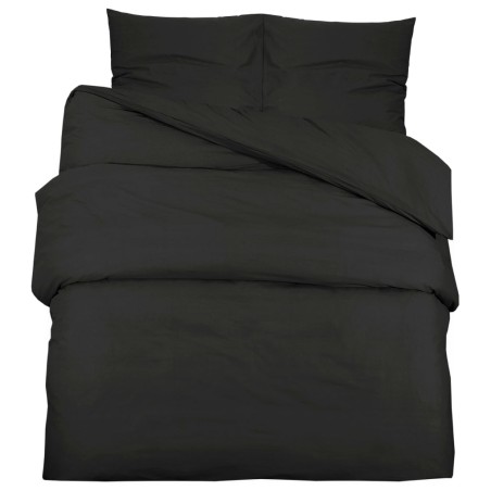 vidaXL Juego de funda nórdica algodón negro 155x220 cm