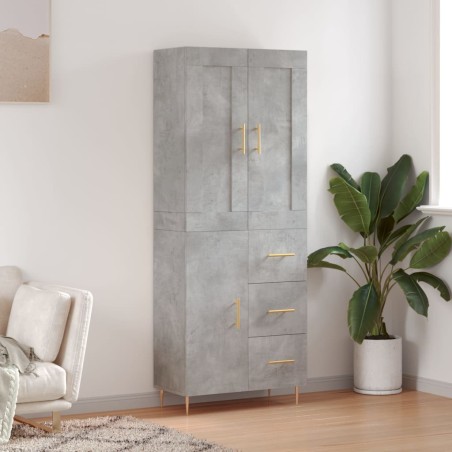 vidaXL Aparador alto madera contrachapada gris hormigón 69,5x34x180 cm